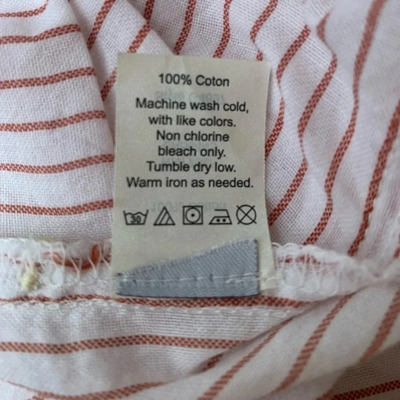 Madewell Pink Terrace Lace Up Vera Long Sleeve Striped Shirt Top Size S - Picture 11 of 11